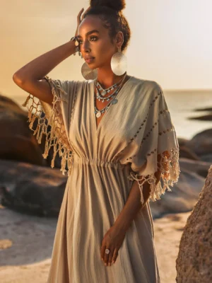 OYI Creamy Sage Boho Dress 7